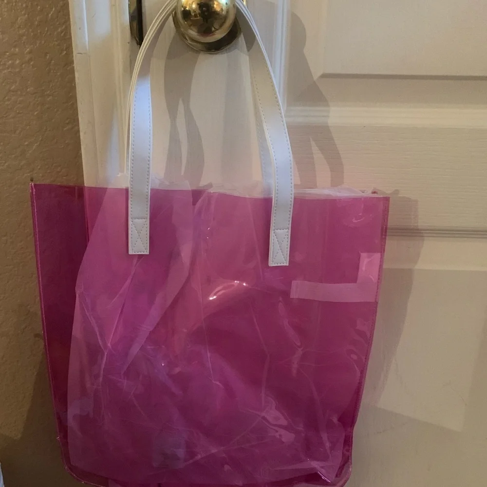 nwt justice girls logo sunset color changing tote pink white summer beach